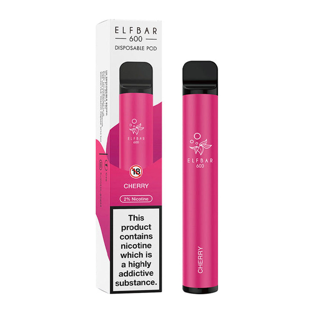 ELF Bar 600 Cherry disposable vape, box and device