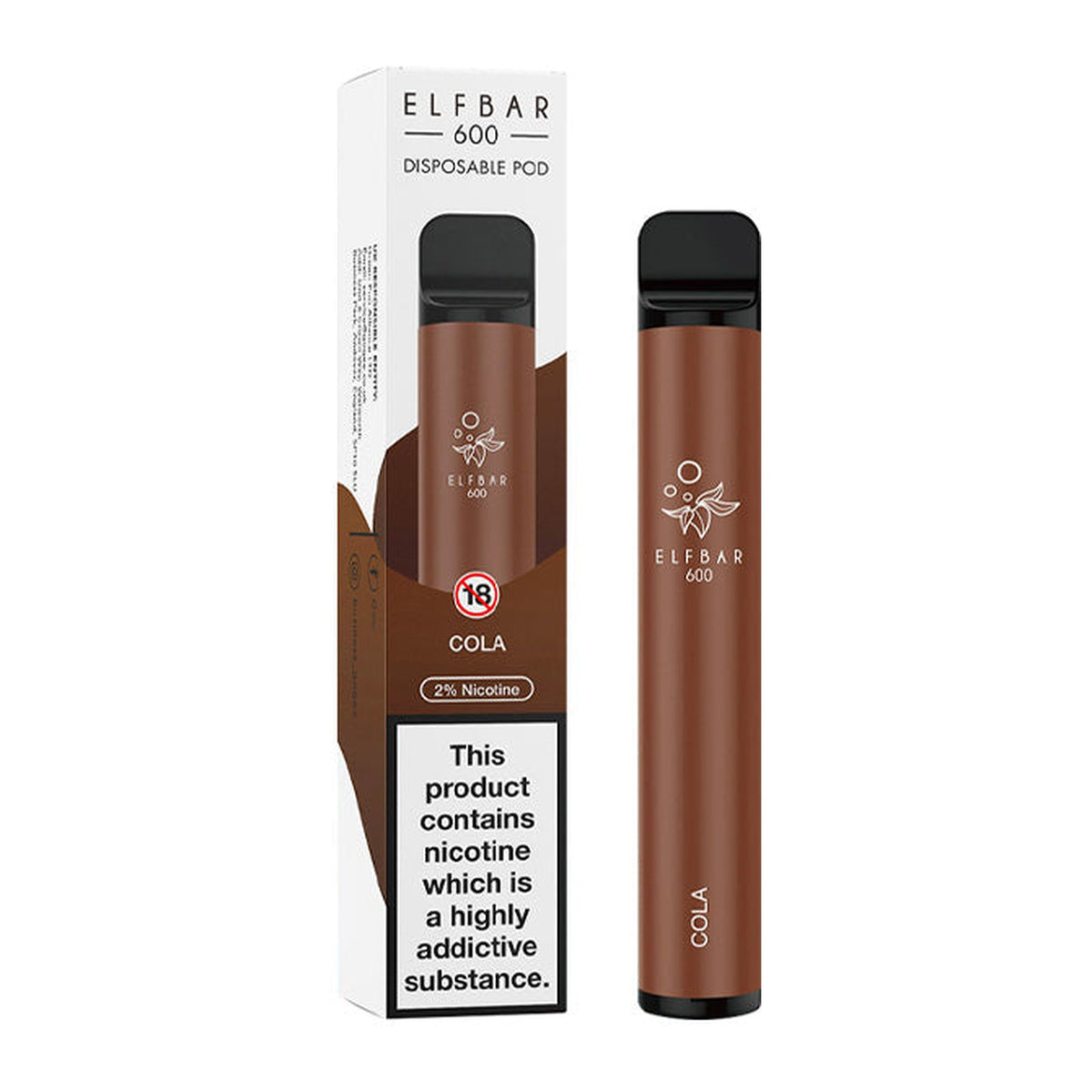 ELF Bar 600 Cola disposable vape, box and device