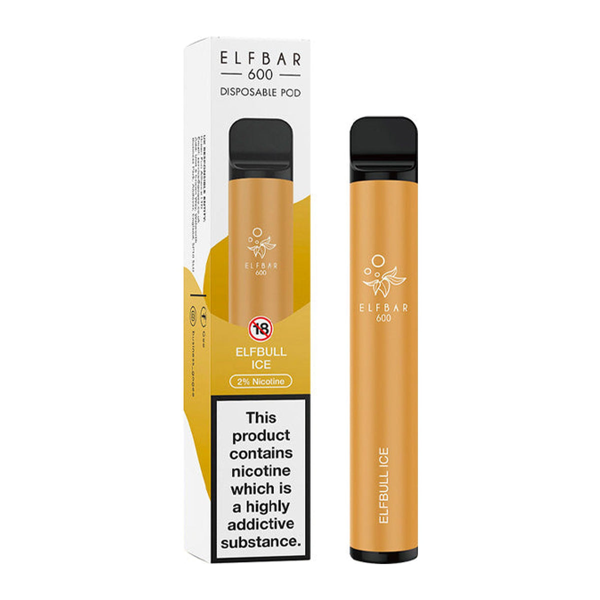 ELF Bar 600 Elfbull Ice disposable vape, box and device