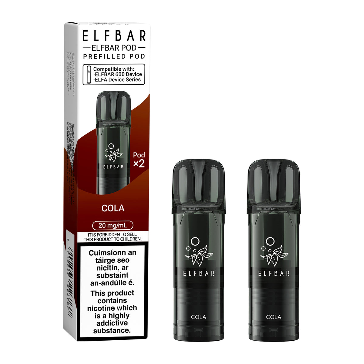 ELF Bar 600 Prefilled Pod Cola 20mg prefilled pod, pack and product