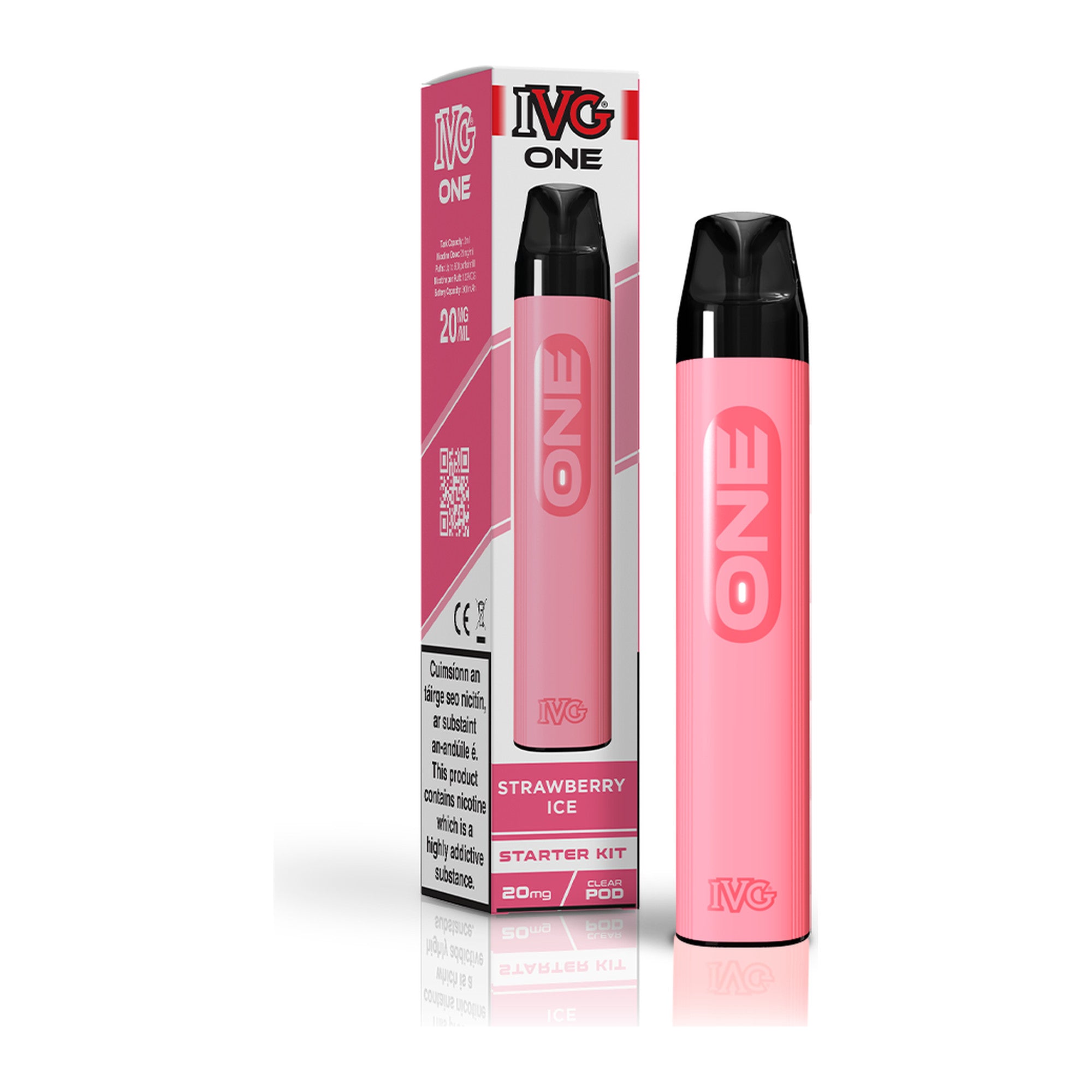 IVG One Kit Strawberry Ice 20mg starter kit, device and box