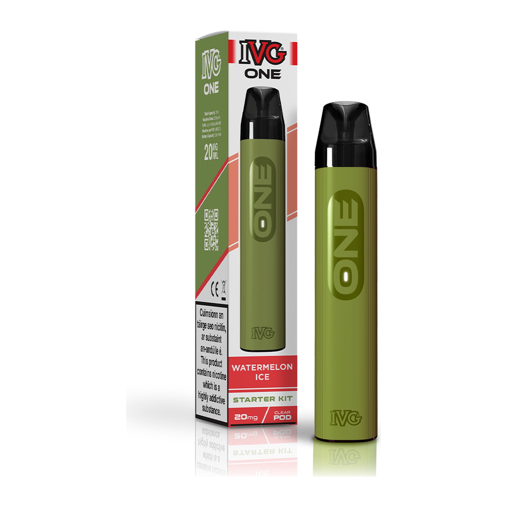 IVG One Kit Watermelon Ice 20mg starter kit, device and box