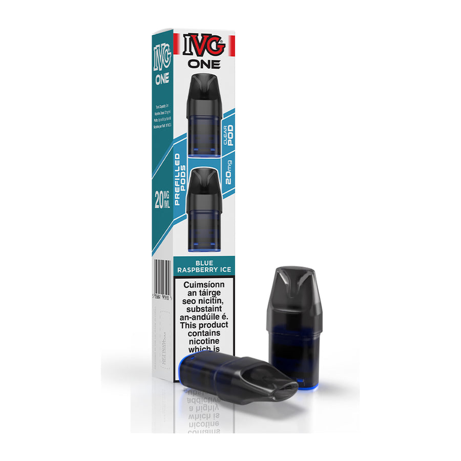 IVG One Refill Pods Blue Raspberry Ice 20mg, bottle and box
