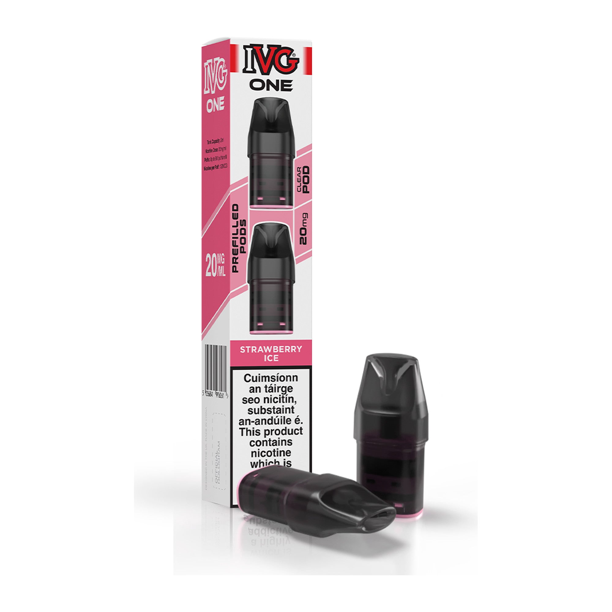 IVG One Refill Pods Strawberry Ice 20mg, bottle and box