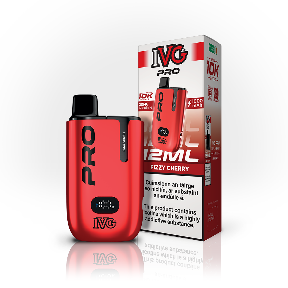 IVG PRO 10K Kit Fizzy Cherry 20mg, box and device