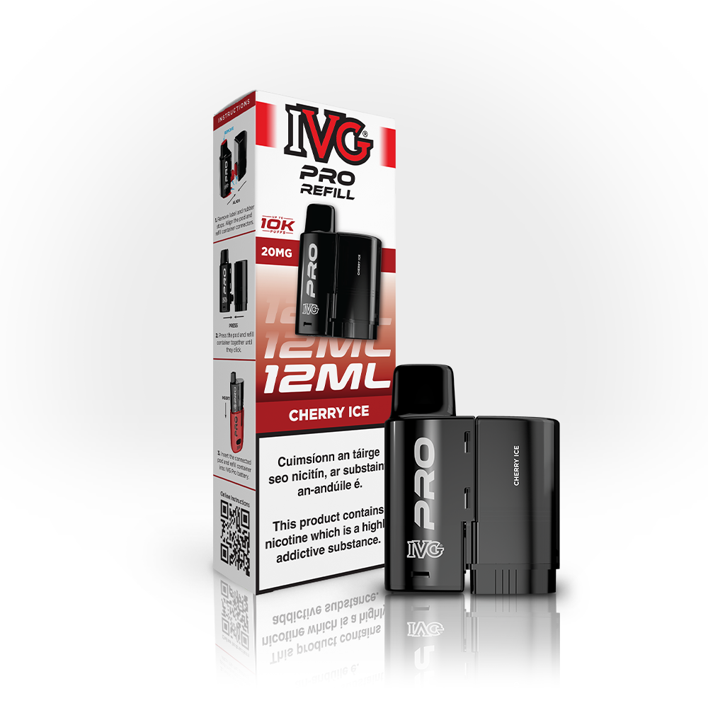 IVG PRO 10K Refills Cherry Ice 20mg, box and pod