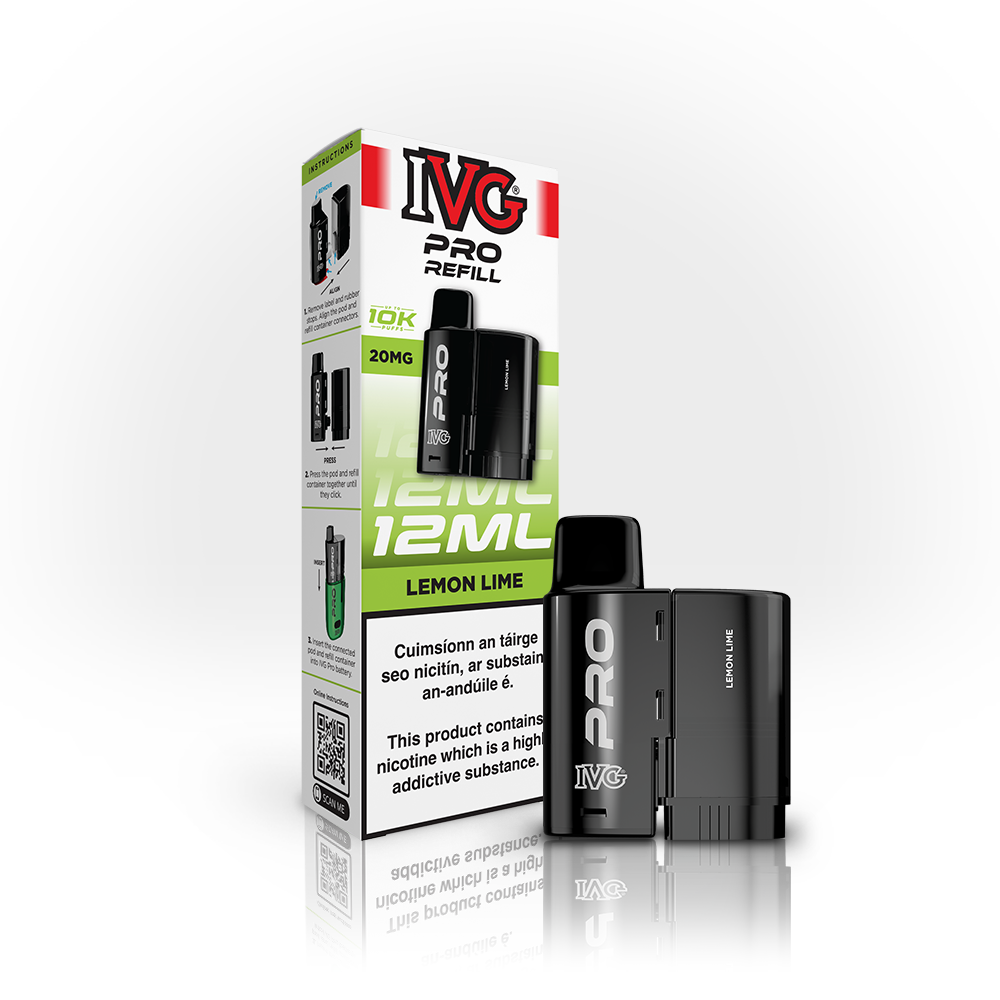 IVG PRO 10K Refills Lemon Lime 20mg, box and pod