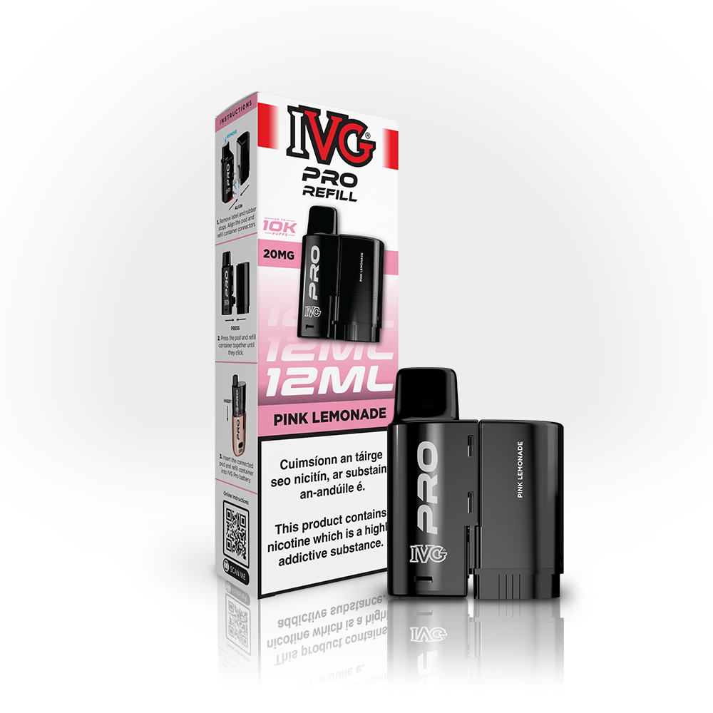 IVG PRO 10K Refills Pink Lemonade 20mg, box and pod
