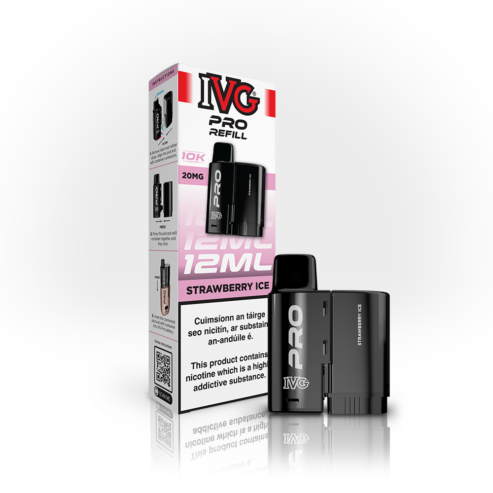 IVG PRO 10K Refills Strawberry Ice 20mg, box and pod