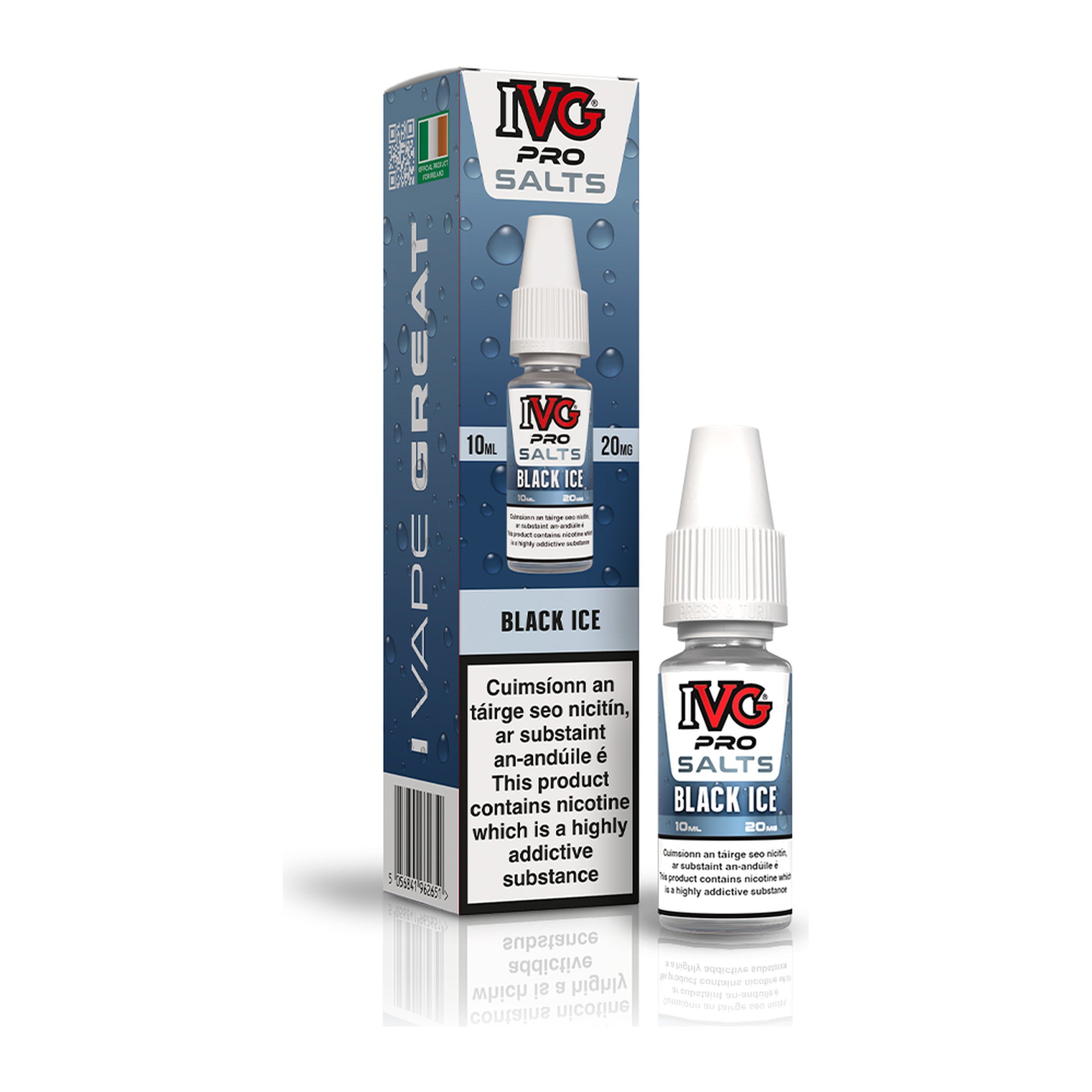 IVG Pro Salt Black Ice 20mg 10ml nicotine salt e-liquid, bottle and box