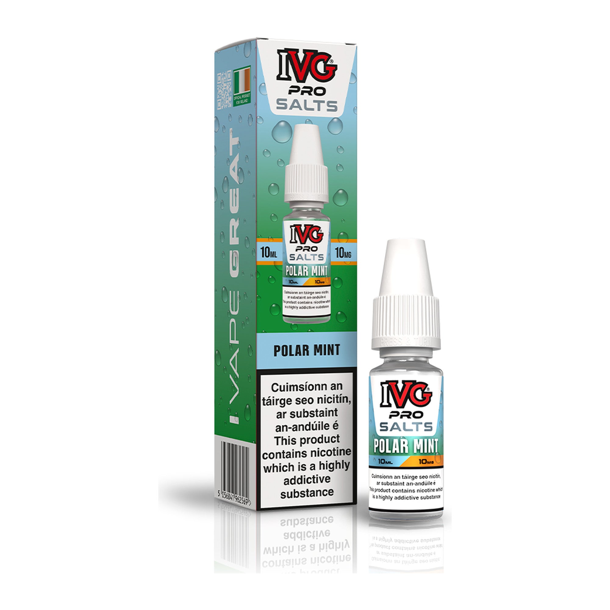 IVG Pro Salt Polar Mint 10mg 10ml nicotine salt e-liquid, bottle and box