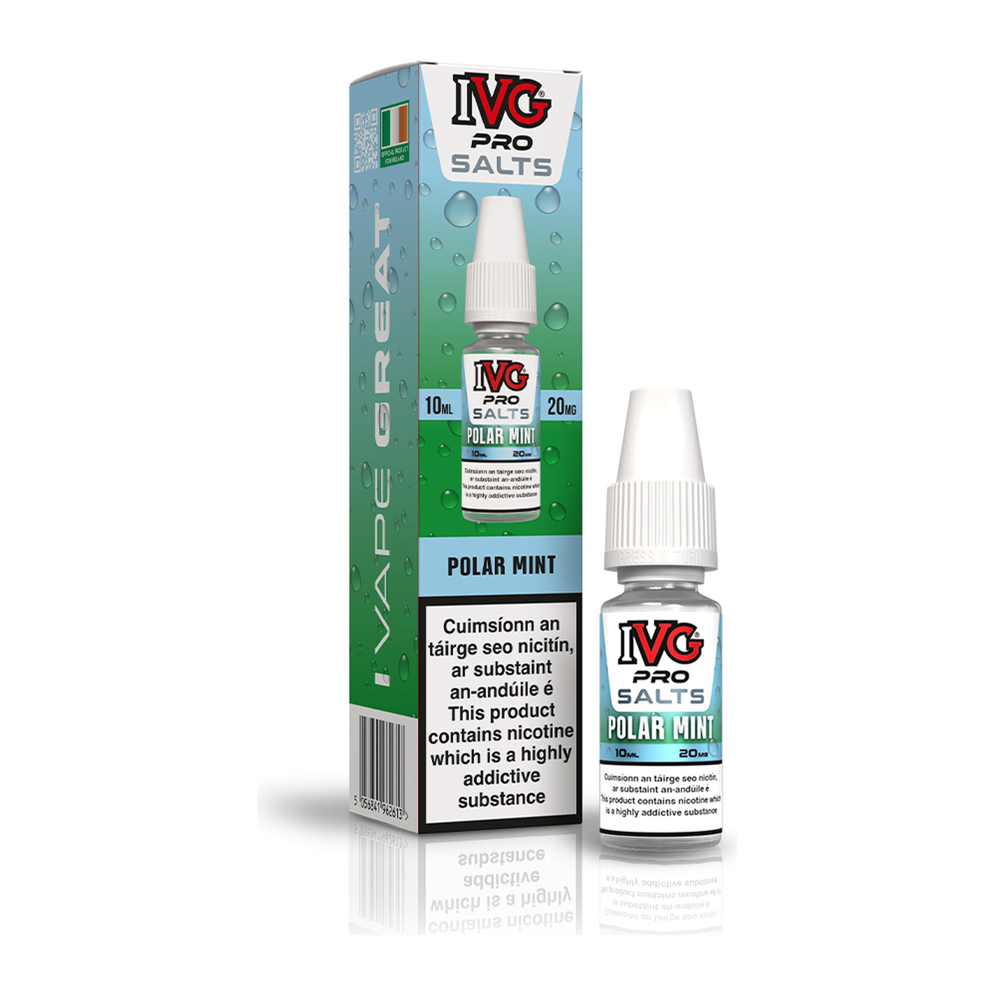 IVG Pro Salt Polar Mint 20mg 10ml nicotine salt e-liquid, bottle and box