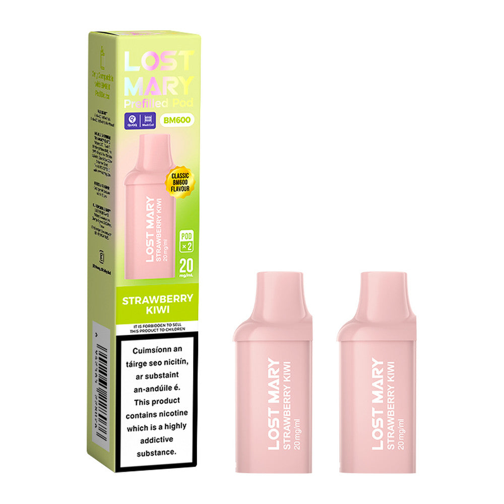 Lost Mary BM600 Prefilled Pod Strawberry Kiwi 20mg prefilled pod, pack and product