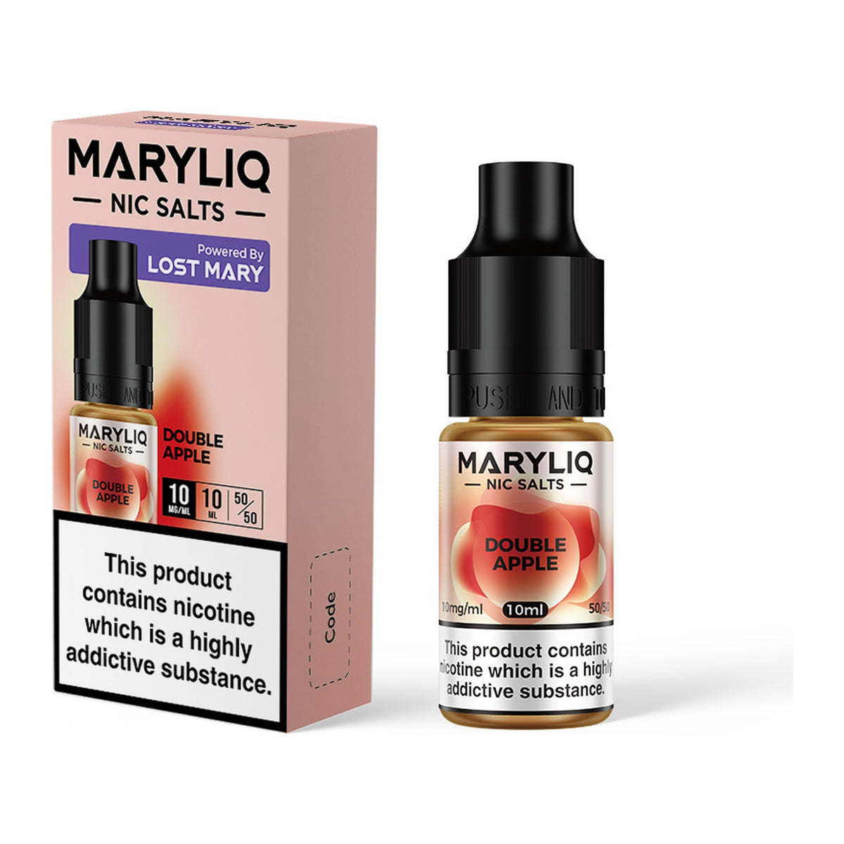 MARYLIQ Double Apple 10mg nic salt, bottle and box