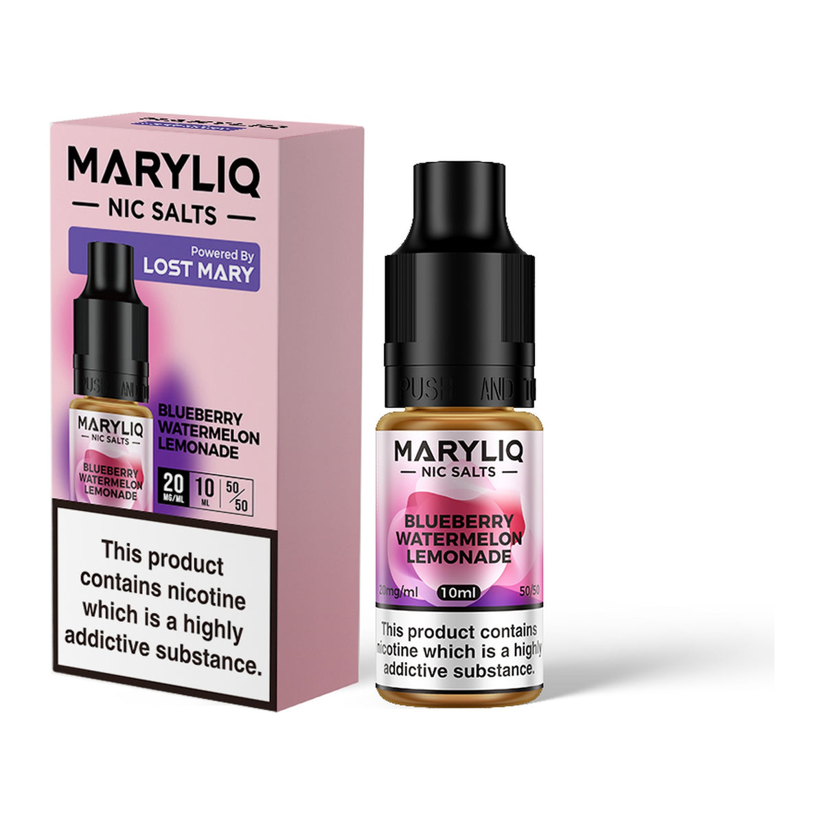 MARYLIQ Blueberry Watermelon Lemonade 20mg nic salt, bottle and box
