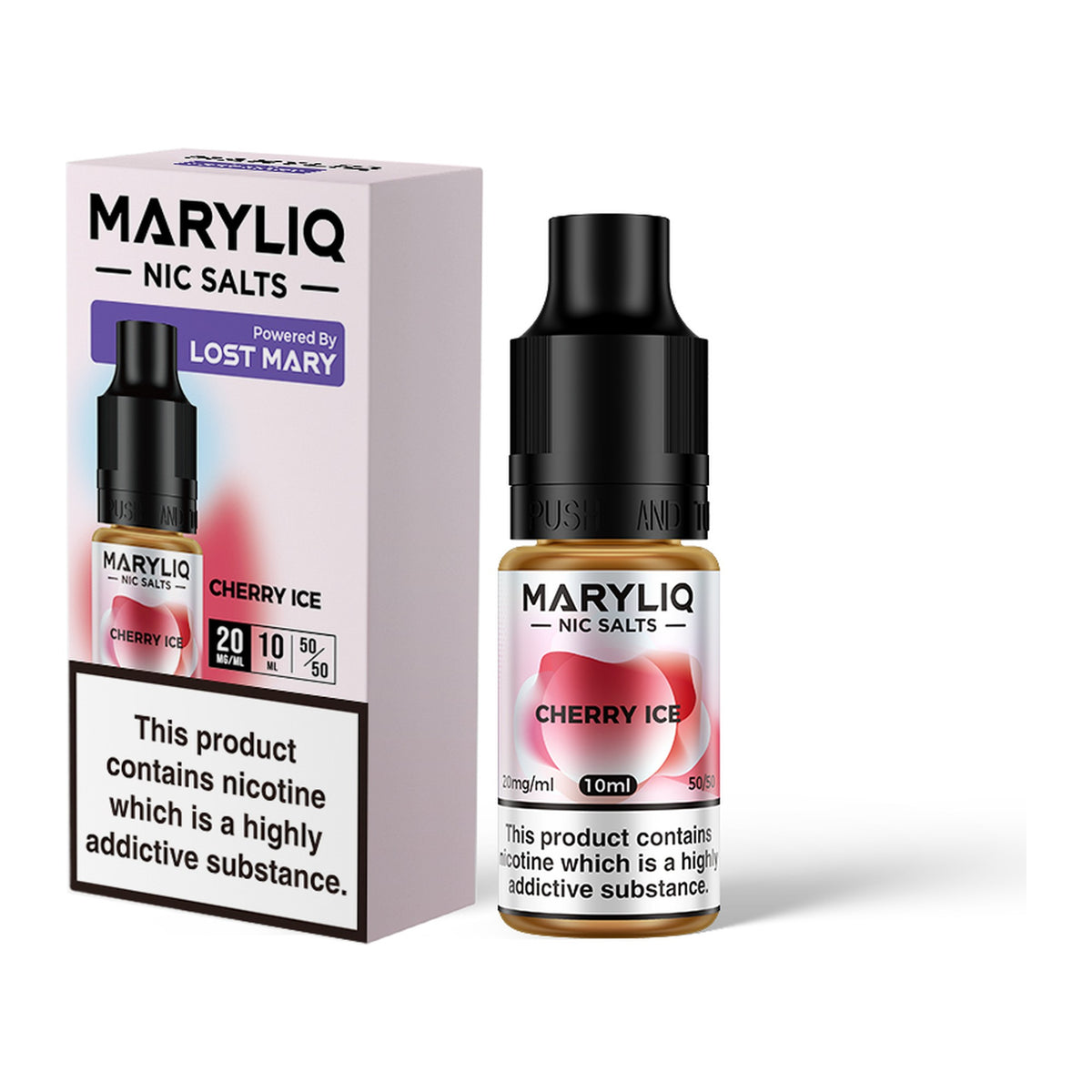 MARYLIQ Cherry Ice 20mg nic salt, bottle and box