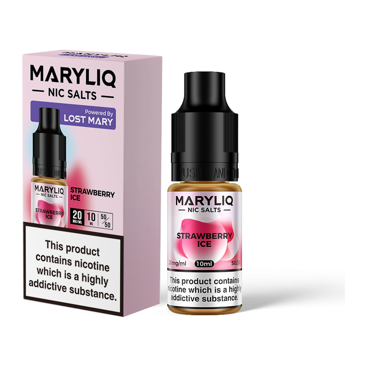 MARYLIQ Strawberry Ice 20mg nic salt, bottle and box