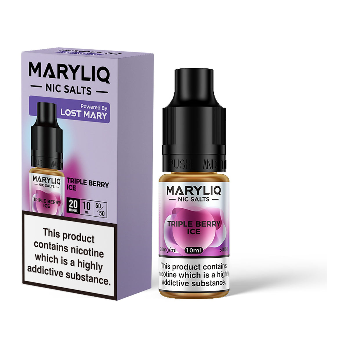 MARYLIQ Triple Berry Ice 20mg nic salt, bottle and box