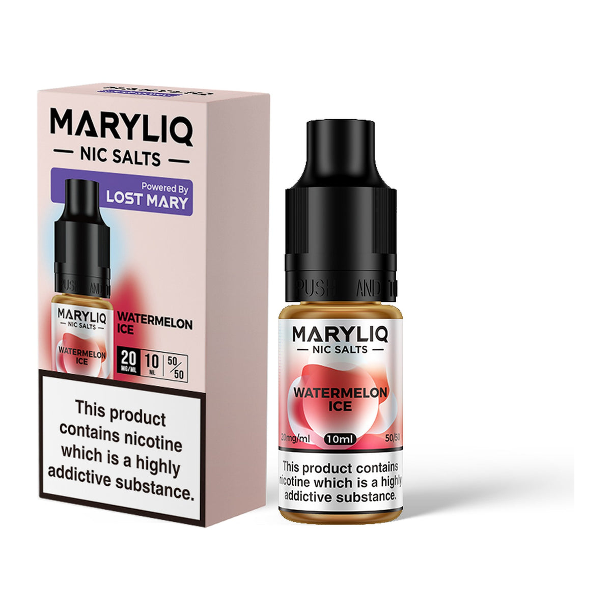 MARYLIQ Watermelon Ice 20mg nic salt, bottle and box