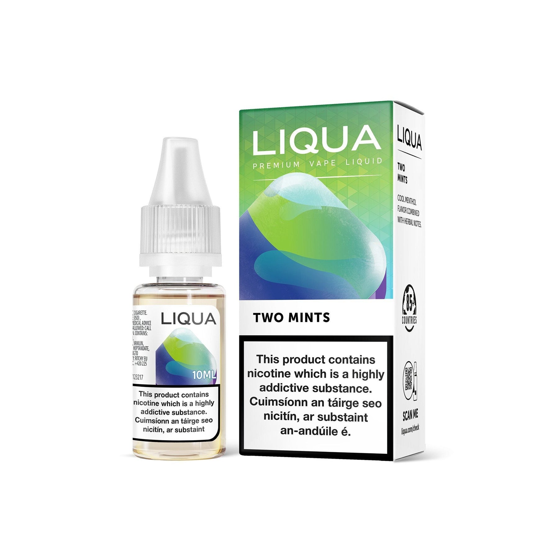 Liqua Intense Series E-Liquid Two Mints 0MG - No Nicotine